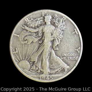 1945 (P) "Walking Liberty" US Half Dollar Silver Coin