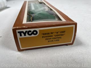 Six (6) HO Scale Train Cars in Original Boxes Including  TYCO, AHM and COX 