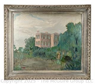 Framed Oil on Canvas of Villa Scene, Signed by Artist. 24 x 28"