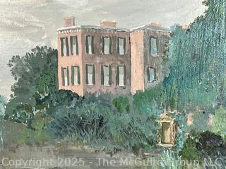 Framed Oil on Canvas of Villa Scene, Signed by Artist. 24 x 28"