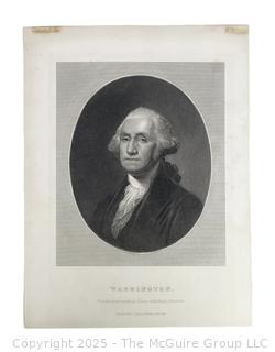 Antique Portrait of GEORGE WASHINGTON 1857 Engraving after Gilbert Stuart 8x10.5"