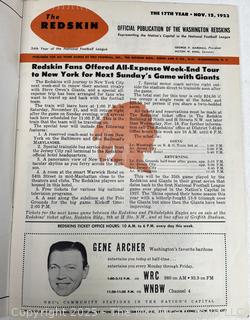 Nov.15, 1953 Game Program of Washington Redskins vs the Chicago Bears 