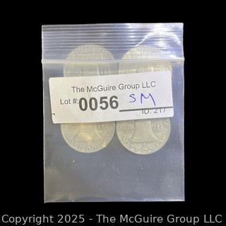 Four (4) 1950 (P) US Franklin Half Dollar Silver Coins