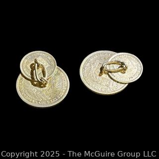 Pair of 1954 Venezuela "Simon Bolivar Liberator" Silver Coin Cuff Links