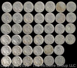 Grouping of 40 US Indian Head "Buffalo Nickel" 5 Cents Coins (1930's) (P)