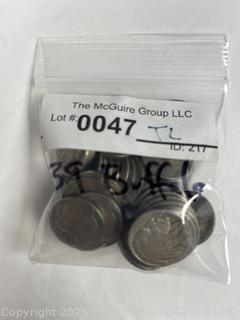 Grouping of 40 US Indian Head "Buffalo Nickel" 5 Cents Coins (1930's) (P)