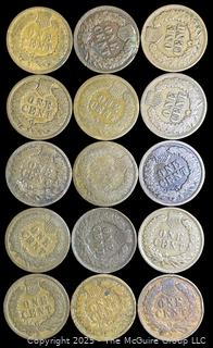 Assortment of 15 "Indian Head" One Cent Coins