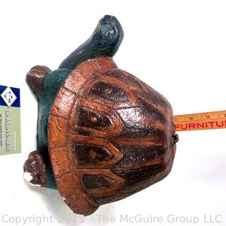 Cement Painted Garden Turtle Statue