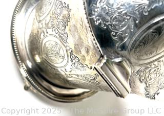 Silver Plate Biscuit Barrel and Wine Cooler, Wooden Jewerly Box and Framed Print