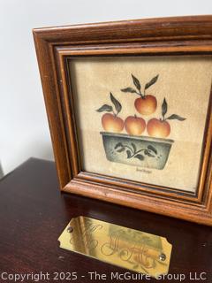 Silver Plate Biscuit Barrel and Wine Cooler, Wooden Jewerly Box and Framed Print