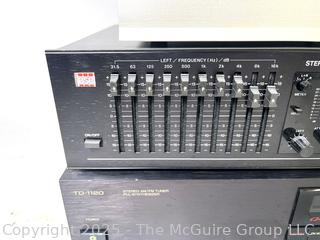 Stereo Electronics (untested): BSR EQ-3000 Stereo Frequency Graphic Equalizer Spectrum Analyzer; Sherwood TD-1120 Stereo Tuner AM/FM Synthesizer Black; and Dynaco PAT-4 Solid State Stereo Preamplifier
