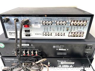 Stereo Electronics (untested): BSR EQ-3000 Stereo Frequency Graphic Equalizer Spectrum Analyzer; Sherwood TD-1120 Stereo Tuner AM/FM Synthesizer Black; and Dynaco PAT-4 Solid State Stereo Preamplifier