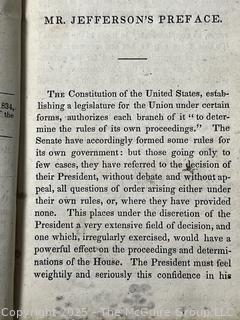1834 Leather Bound Manual of Parliamentary Practice, Composed Originally for the Use of the Senate of the United States by Thomas Jefferson, Book