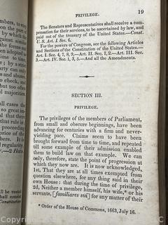 1834 Leather Bound Manual of Parliamentary Practice, Composed Originally for the Use of the Senate of the United States by Thomas Jefferson, Book