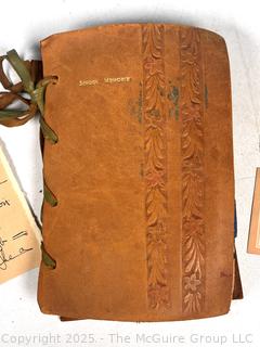Leather Bound School Memory Scrap Book 1942 Including Sorority Dances, Invitations, Photos