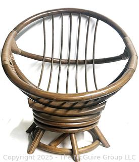 Mid Century Low Rattan Swivel Pod Chair