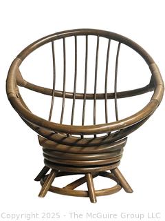 Mid Century Low Rattan Swivel Pod Chair