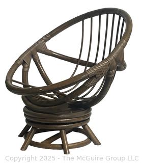 Mid Century Low Rattan Swivel Pod Chair