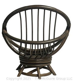 Mid Century Low Rattan Swivel Pod Chair