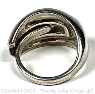 Sterling Silver with Blue Anchor Center Ring

