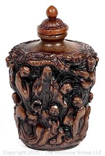 Carved Chinese Snuff Opium Bottle 