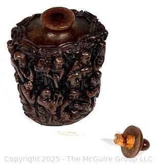 Carved Chinese Snuff Opium Bottle 
