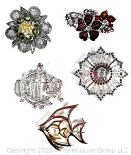 Five (5) Costume Jewelry Brooches