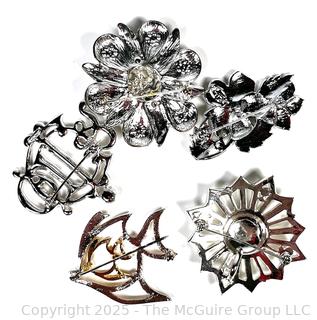 Five (5) Costume Jewelry Brooches