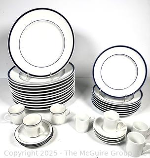 Set of Brasserie Williams Sonoma Traditional Blue-Banded China Dinnerware.