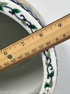 Takahashi Of San Francisco Winds Porcelain Planter and Matching Stand With Small Children as Footers. 8" x 10"
