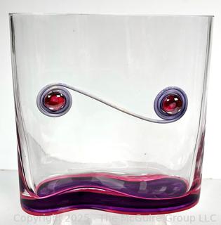 Hand Blown Glass Artisan Made Vase. 8" tall x 8" wide. 