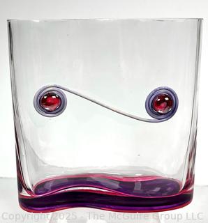 Hand Blown Glass Artisan Made Vase. 8" tall x 8" wide. 