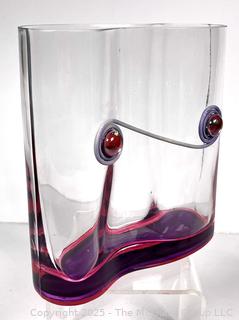 Hand Blown Glass Artisan Made Vase. 8" tall x 8" wide. 