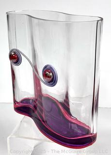 Hand Blown Glass Artisan Made Vase. 8" tall x 8" wide. 