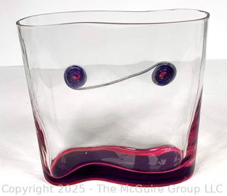 Hand Blown Glass Artisan Made Vase. 8" tall x 8" wide. 