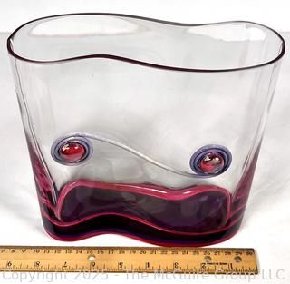 Hand Blown Glass Artisan Made Vase. 8" tall x 8" wide. 