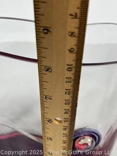 Hand Blown Glass Artisan Made Vase. 8" tall x 8" wide. 