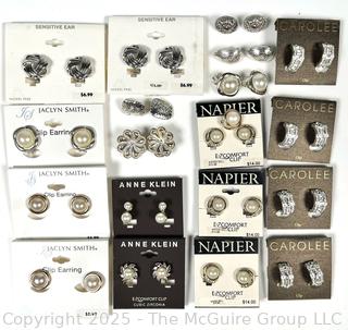 Group of Costume Jewelry Clip on Earrings, New on Card