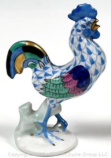 Herend Hungary Miniature Porcelain Fishnet Rooster Figurine