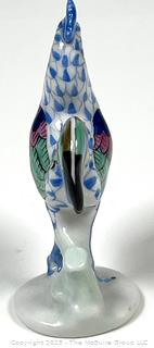 Herend Hungary Miniature Porcelain Fishnet Rooster Figurine