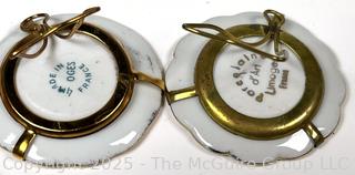 Porcelain Miniatures, Bone Inkwell, Ormulu Magnifying Glass and Porcelain Figurines