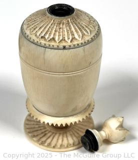 Porcelain Miniatures, Bone Inkwell, Ormulu Magnifying Glass and Porcelain Figurines