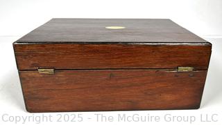 Velvet Lined Maple Travel Writing Box with Brass Plaque.  4.5" x 7.5" x 11"