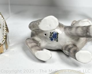 Collection of Porcelain Decorative Items and Reverse Painted Flue Cover