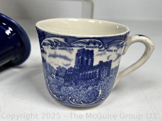 Collection of Porcelain Decorative Items and Reverse Painted Flue Cover