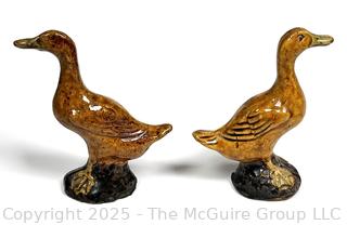 Two (2) Chinese Pottery Duck Statues