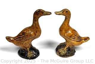 Two (2) Chinese Pottery Duck Statues