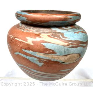 Small Niloak Style Mission Swirl Pottery Bowl Signed and Dated by Artist, 1928
