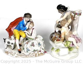 Two (2) Dresden Courting Couple Porcelain Figurines