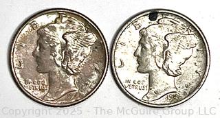 Two (2) US Silver Mercury Dimes 1942 and 1948